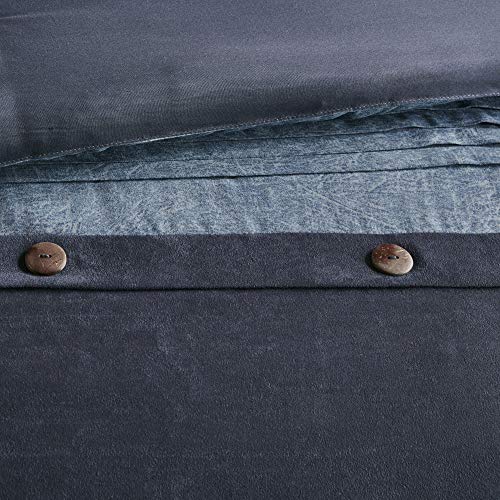 Madison Park Boone Cozy Comforter Set, Faux Suede, Deluxe Hotel Styling All Season Down Alternative Bedding Matching Shams, Decorative Pillow, King (104 In X 92 In), Rustic Dark Navy 7 Piece #TOP7