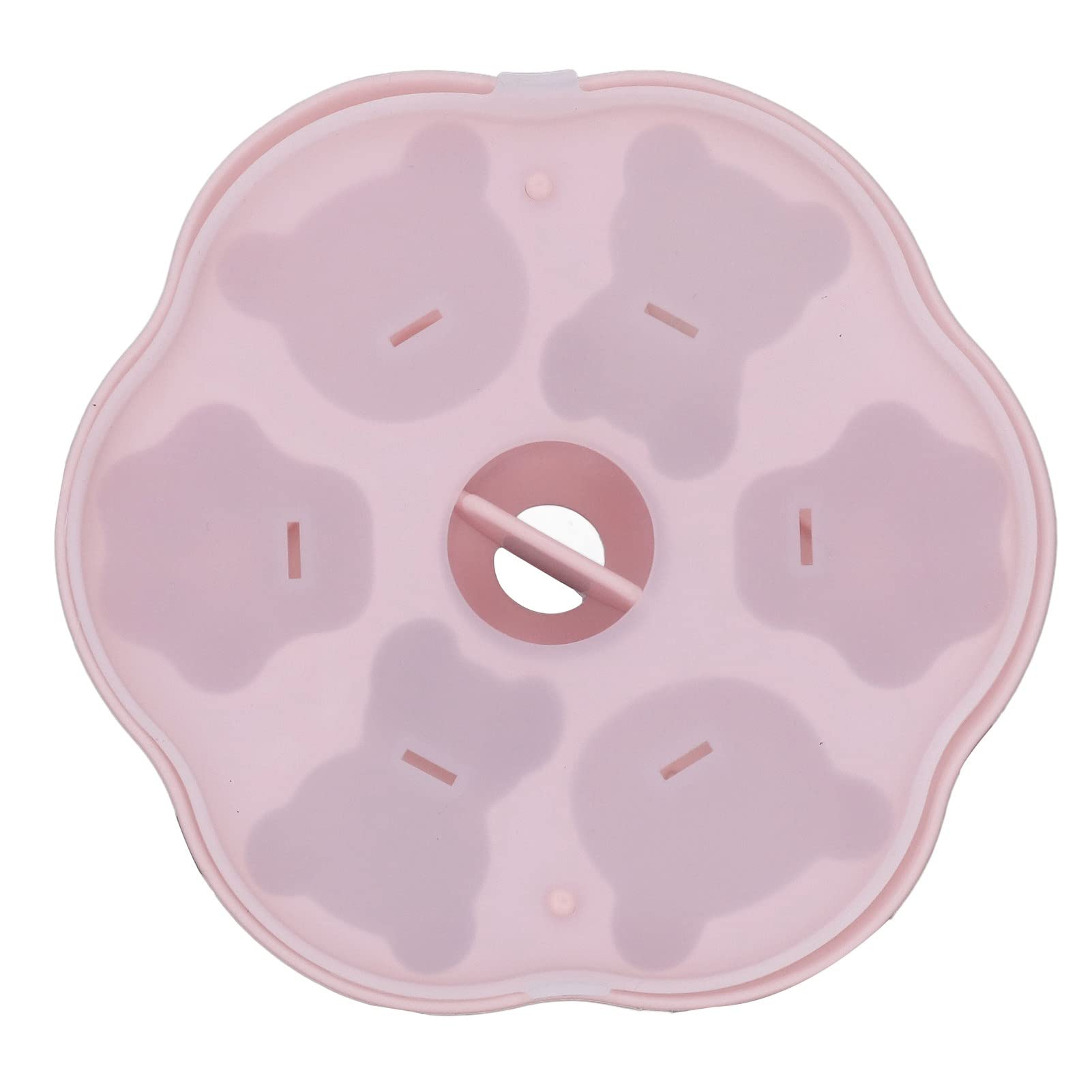 Silicone Bear and Cat Ice Cube Tray, Food Grade Mold with Lid, 6x5.7 Inch Cake Pudding Mould for Home Baking Silicone Bear and Cat Ice Cube Tray, Nan Kitchen (Pink)