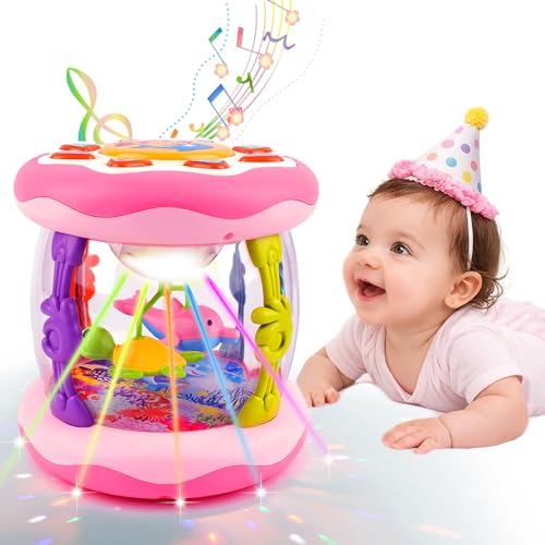 Image of Baby Toys 0-6 Months, Newborn Aquarium Ocean Rotating Projector Music Light Up Toy, Tummy Time Infant Toys for 0-3 4 5 6 7 8 9 10 11 12 Months, Crawling Toys for 1 Year Old, Baby Birthday Shower Gifts