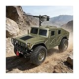 Skymaker H1 RC Crawler, 4WD Military Car with Cannon and Winch Accessory, RTR Off-Road Remote Control Cars for Adults Linkage Carlights and Steering Wheel (Olive Green)