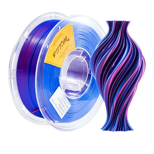 RITTSUN Silk Dual-Color PLA 3D Printing Filament, 1.75mm Diameter, 1kg Spool, High Dimensional Accuracy +/- 0.03mm Tolerance, Corn Starch Based (Red Blue, PLA Silk dual-color-1KG)