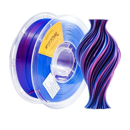 RITTSUN Silk Dual-Color PLA 3D Printing Filament, 1.75mm Diameter, 1kg Spool, High Dimensional Accuracy +/- 0.03mm Tolerance, Corn Starch Based (Red Blue, PLA Silk dual-color-1KG)