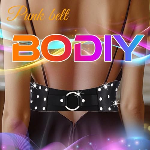BODIY Black Leather Wide Waist Belts Fashion Leather Belt Punk Waist Chain Belts Pu Body Accessories for Women4