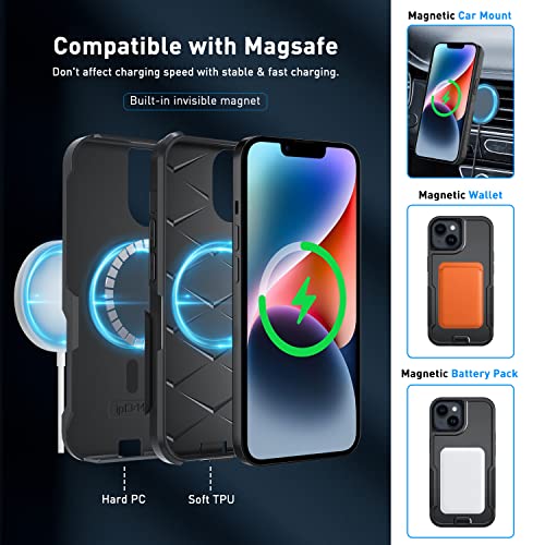 Muitq I13/14 6.1 5-In-1 Magnetic Designed For Iphone 14 Case For Iphone 13 Case,Heavy Duty Case Belt Clip Holster,With Tempered Glass Screen Protecto(2 Pcs),Phone Case thumb #3