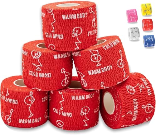Image of WARM BODY COLD MIND 1.85 inch Weightlifting Thumb Tape - Hook Grip Tape for Powerlifting, Cross Training, Gym Tape, Workout, Weight Lifting Tape, Athletic Finger Wrap (Red 6 Rolls)