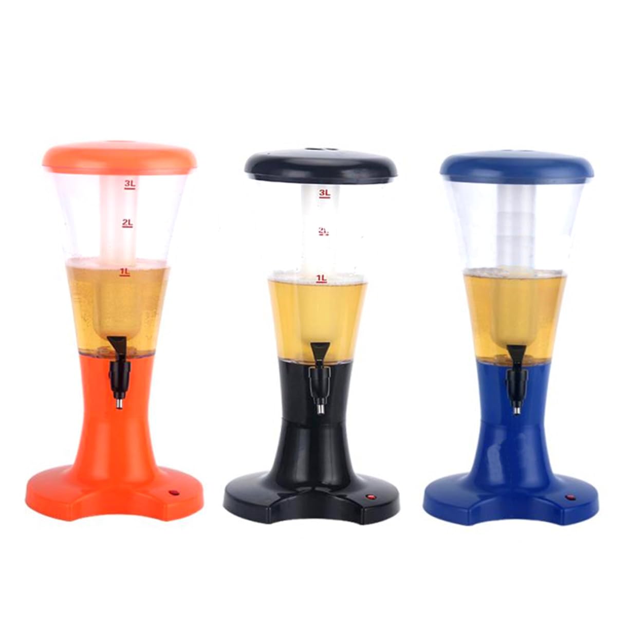 Dispenser Birra da Tavolo 3 l Nero con Luci LED Colorate | Abs, Design Preciso e Pratico, per Bevande Fredde, Adatto a Bar e Cene