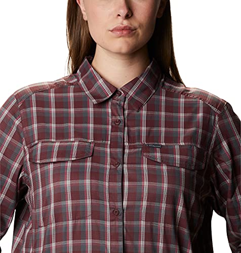 Columbia Women's Silver Ridge Lite Long Sleeve Shirt, Malbec Plaid, X-Large