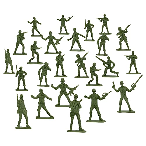 Pequeños Soldados de Plástico Verde I – Lote de 24 I – Bolsa Sorpresa de Cumpleaños – Figura Militar I Juguetes Guerra Mundial I – 5 x 2,5 cm
