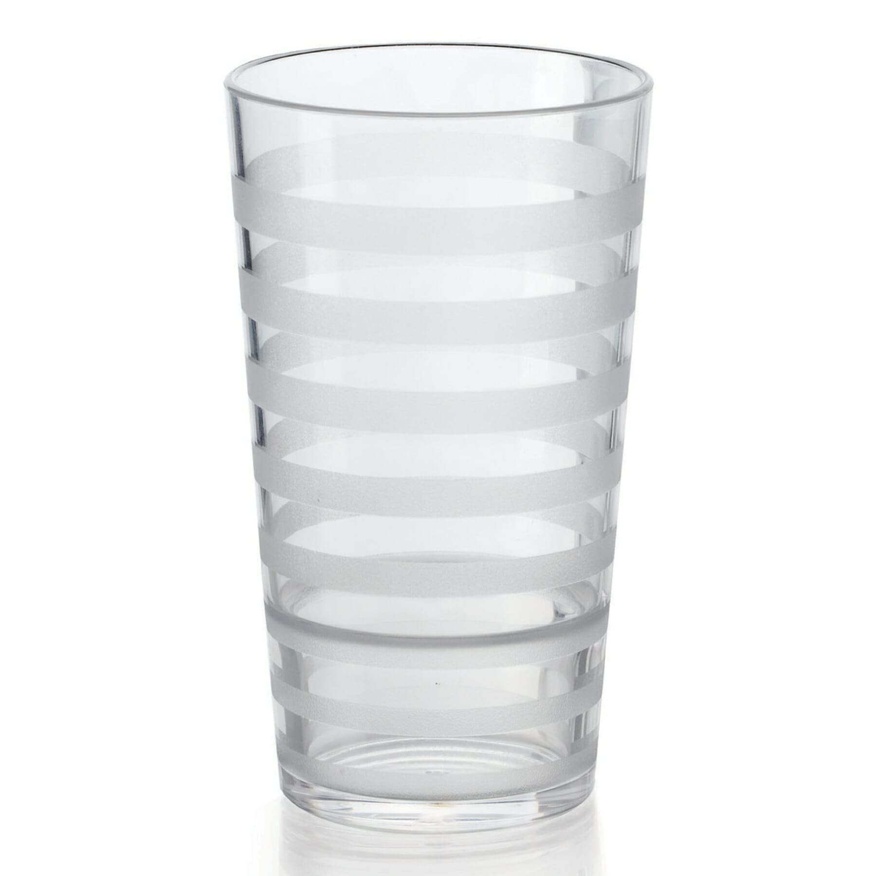 G.E.T. Orbis Shatterproof Opaque Striped Plastic Tumbler by GET – 12 Piece Set, 24.0 ounces, Plastic, Clear, Pack of 12