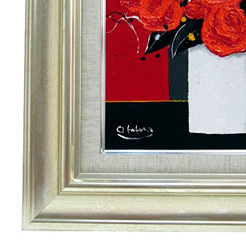 Amazon.co.jp: 柿田治『花(F4号)』油彩画 静物画 薔薇 ばら 赤い花 花
