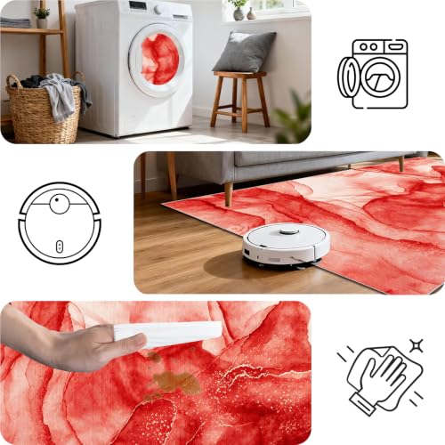 Alfombra cocina lavable antideslizante de 4 metros con pelo corto para pasillos rojos 7