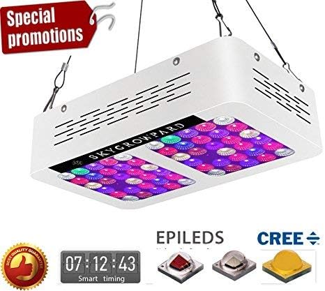 300W LED Grow Lights Programmable Timer Control AC ON/Off 12-Band Full Spectrum Plant Growing Light with UV/IR for Veg and Flower(CREE White)