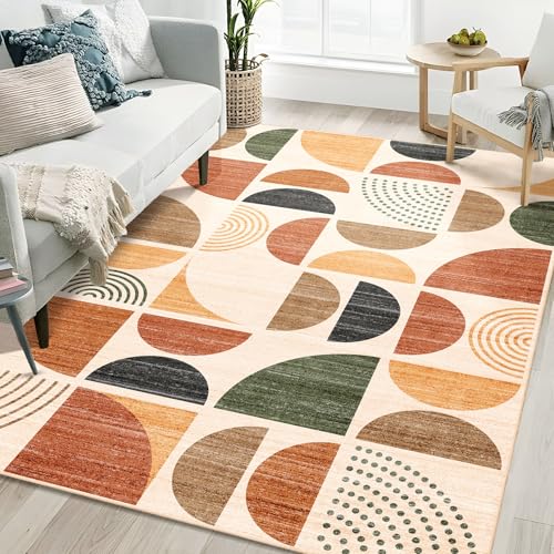 Tapete MUJOO Boho 5x7 pies Lavable Antideslizante miniatura 2