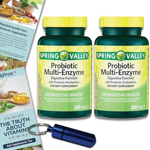 Spring Valley Probiotic MultiEnzyme Digestive Formula Tablets, 200 Ct 2 PK Bundle