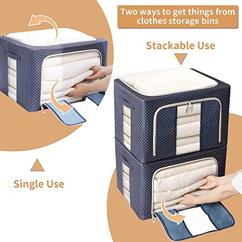 Image of Clothes Storage Box with Steel Frame, 66L- Pack of 6, Foldable Organizer for Saree, Dress, Almirah, Cupboard, Bedsheets,closet, Wardrobe organiser, underbed storage