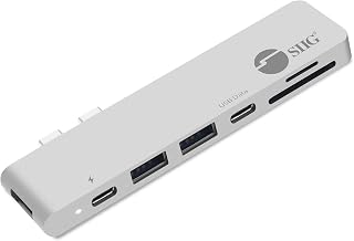 Thunderbolt 3, SIIG Aluminum USB Type C Hub with 4K @30Hz HDMI, SD/Micro SD Card Reader, 2 USB 3.1 Gen 1 Ports, PD Port for 2016/2017 MacBook 13" & 15" - Silver