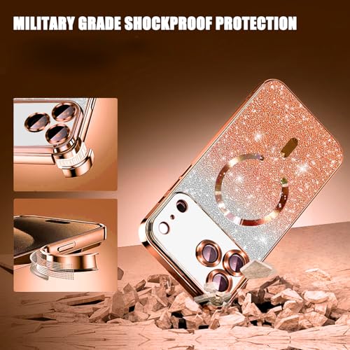 Image of Misscase for iPhone 17 Pro Case Compatible with MagSafe,Built-in Camera Lens Protector Full Protection Soft TPU Anti-Fingerprint Anti-Fingerprint Magnetic Glitter Slim Case Cover 6.3 inch Orange
