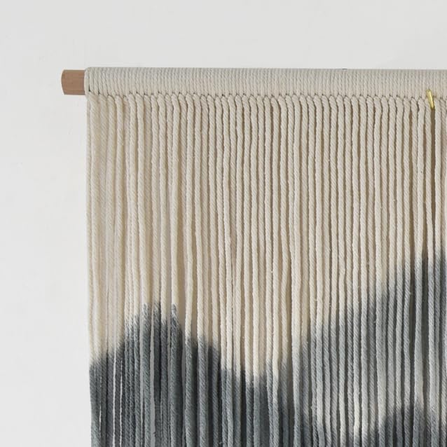 Image of IOWER Macrame Wall Hanging for Bedroom Living Room Black Dip-Dyed Boho Wall Decor Cotton Modern Home Decor27 W x 19 inch L