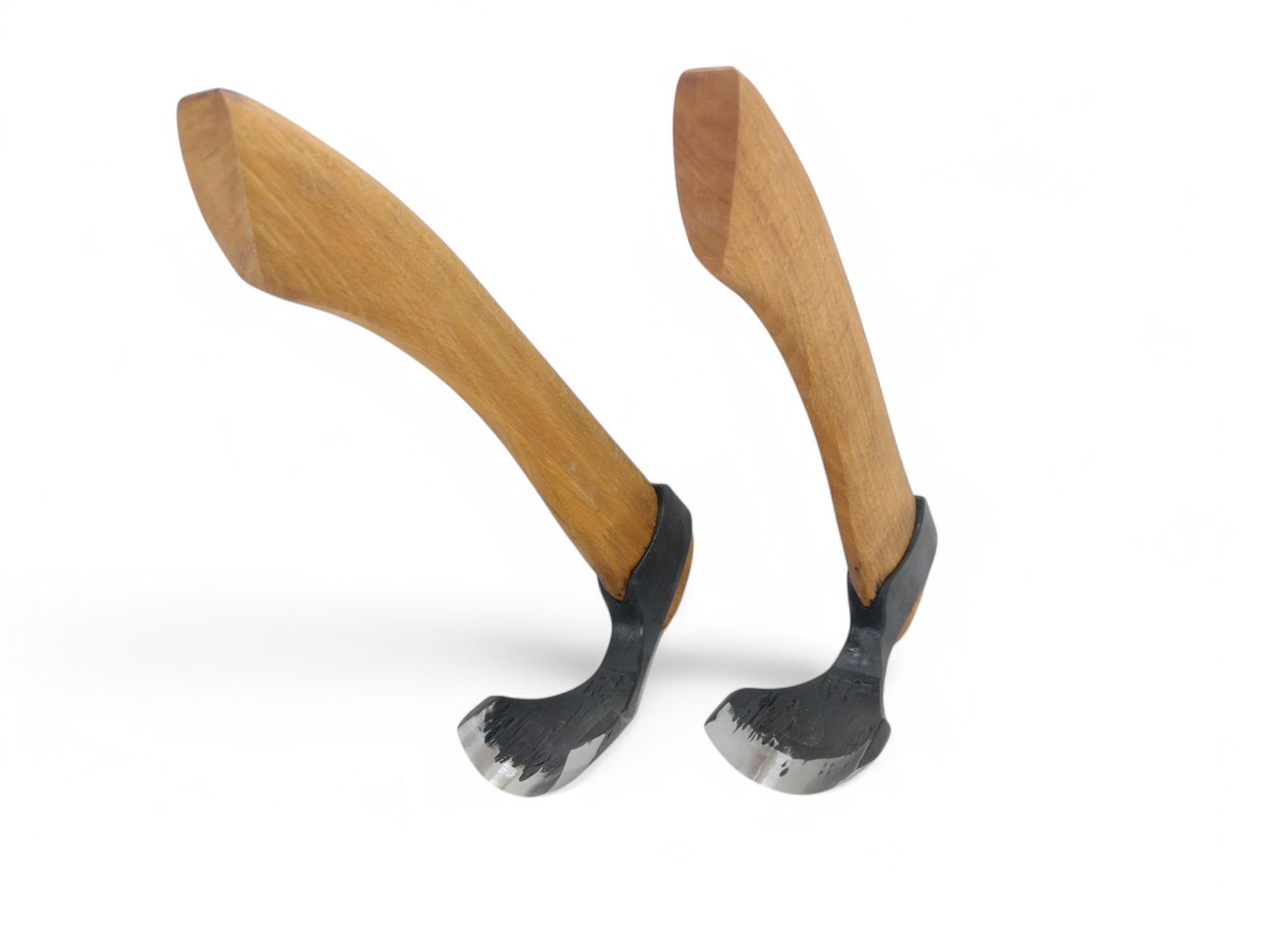 Set aus 2 Holzschnitz- und Holzarbeits-Schalen-Dechseln – Große & Kleine Gebogene Dechsel mit Außenfase