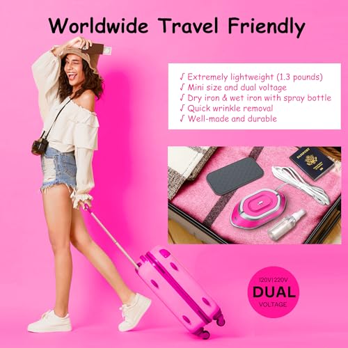 image for Newbealer Travel Iron with Dual Voltage - 120V/220V Mini Dry Iron for 
