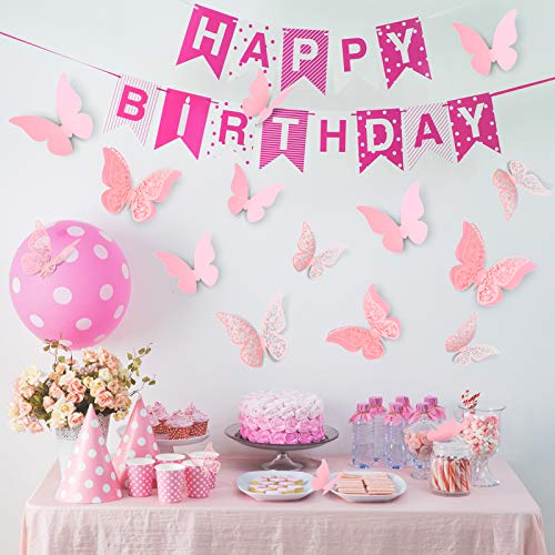 Outus Décoration Murale Papillon 60 Paires en Couches 3D Amovibles, Rose – vue 4