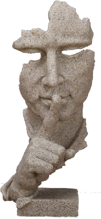 Silence is Golden - Handcrafted Silent Men Statues Resin Abstract Sculpture Office Home Decor Figurine Gift (Sandstone - S)