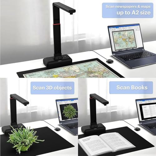 Image of A2 Overhead Scanner for Large Format Documents & Books, 23MP High Resolution, Book Double Pages Smoothing & Split Auto Scanning, Compatible with Windows & macOS