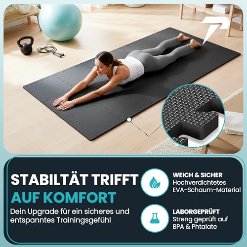 Bodenschutzmatte Fitness【Set mit 21 Matten】EVA Fitnessmatte rutschfest - Sportmatte Gymnastikmatte Puzzlematte Turnmatte Trainingsmatte Spielmatte Fallschutzmatte Laufbandmatte Gym Workout Pool Garage