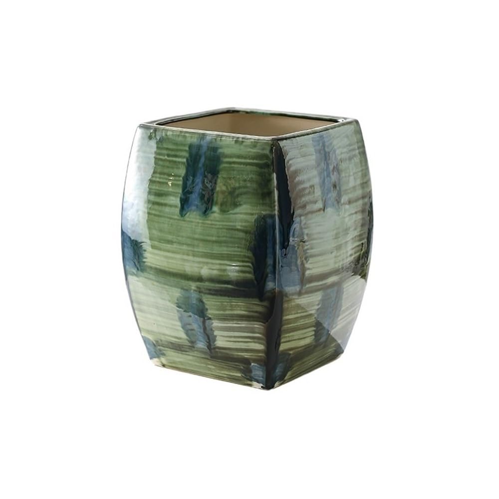 Kp6xLf3gT plant pot Ceramic Planter with Drainage Hole - Modern Flower Pot for Indoor Outdoor Plants Garden Decoration, Green