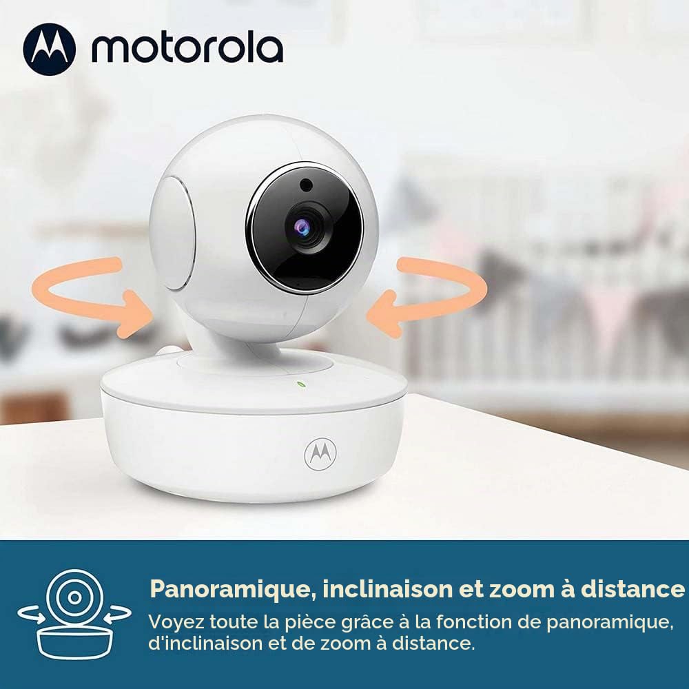 Motorola Nursery VM55 - Babyphone Camera - Vision Nocturne - Écran LCD de 5 Pouces - sans Fil - Surveillance de la Température - Système de Communication Bidirectionnelle 720p Blanc