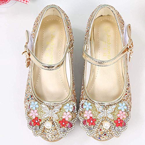 TangDao Kids Girls Dress Shoes Wedding Party Sparkly Mary Jane High Heel Princess Flower Shoes Glitter Sequins Dress Shoes for Toddler Little Big Girl4
