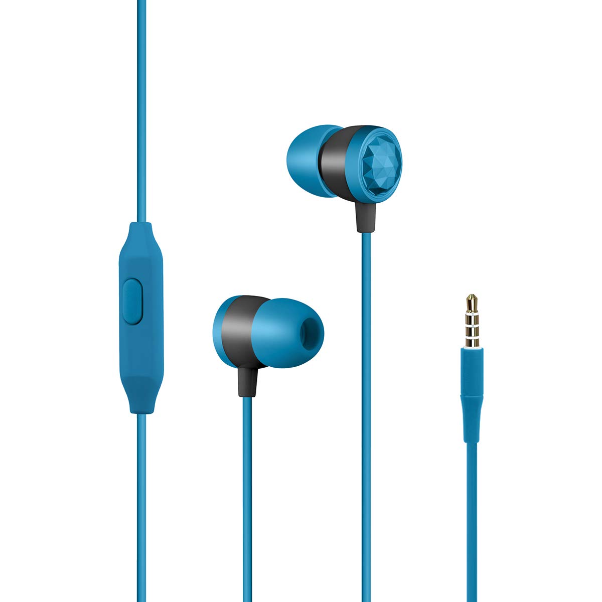 Promate In-Ear Wired Headphones, Premium Metallic Hi-Fi Stereo Wired Earphone with Built-in Mic, Comfortable Secure Fit Earbuds, 1.2m Tangle-Free Cord and One-Button Control, Ingot Blue