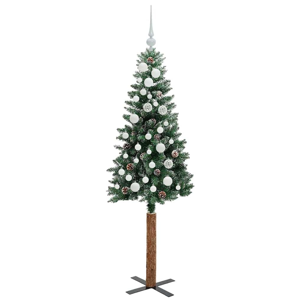 Wąska choinka 150 cm, zielono-biała, 150 diod LED, realistyczny PCW, zasilanie przez USB, do użytku wewnątrz i na zewnątrz, świąteczna dekoracja
