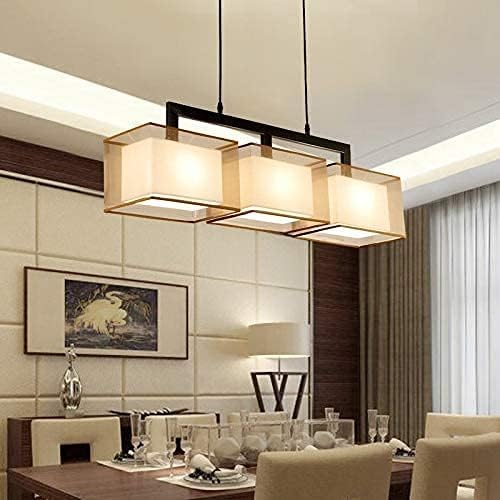 BAMBW Moderne Minimalistische Rechthoekige Restaurant Kroonluchter Drie Hoofd Eetkamer Studie Lamp Licht Ijzer Lamp Lichaam Lampenkap Zwarte Kroonluchter photo 3