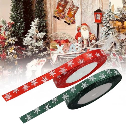 Weihnachten Geschenkband,Weihnachten Schleifenband,2 Rollen Weihnacht en Bänder,Dekoband Weihnachte n,Weihnachtsbänder Grün Rot,Schleifenband Weihnachte n,Satinband Stoff Band für Geschenkverpackung