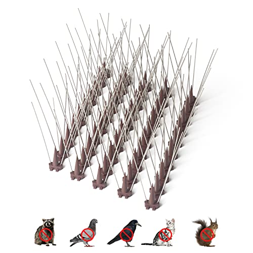 Vogelabwehr Taubenabwehr Spikes, 3.2 Meters Taubenschutz Spikes Edelstahl, Vogelschutz für Balkon, Katzen, Spatzen und Fensterbank, 12 Stück Cover