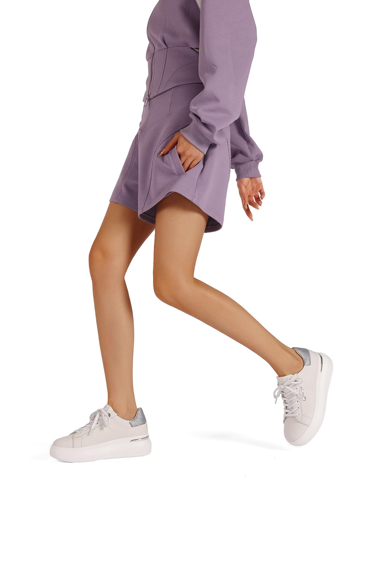 QUEEN HELENA Sneakers in Vera Pelle Scarpe da Ginnastica Platform Casual Donna QH9003