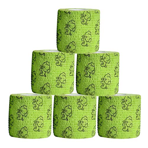 Bemin ペットフレックス 包帯 粘着包帯 犬用 6個セット ガーゼテープセット ペット 自着性伸縮包帯 弾力包帯 犬 猫 伸縮 防水 ペット用品 ペット包帯 犬用包帯 犬ペットフレックス グリーン L