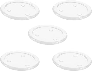 Clear Glass Candle Plates Candle Tray Candle Holder,SAFYY 5''Transparent Round Pillar Plates for Dining Table Wedding 5 Pack