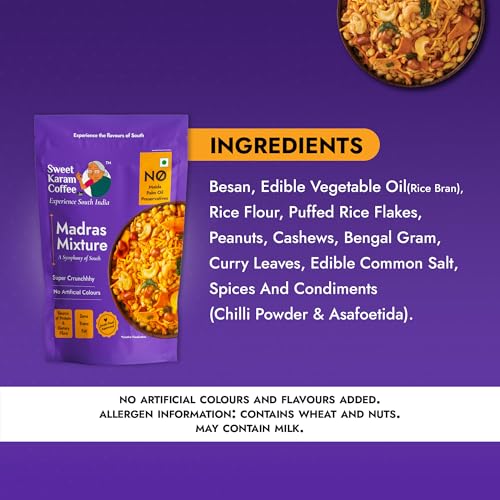 Image of Sweet Karam Coffee Special Madras Mixture - 500grams | No Palm Oil or Preservatives | Authentic South Indian Namkeen Snack | Crispy & Fresh Homemade Taste | Perfect Tea-Time Savory