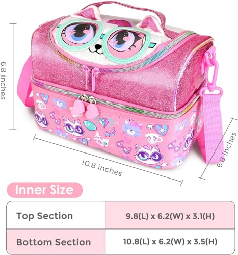Image of Lunch Bag for Kids, Lunch Bag for Office Men, Women and Kids, Canvas Tiffin Bags for School, Picnic, Work, Carry Bag for Lunch Box and Water Bottle (Cat)