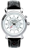 I LUV LTD Gents Argento Orologio da polso Allarme con Data - cinturino in pelle nera