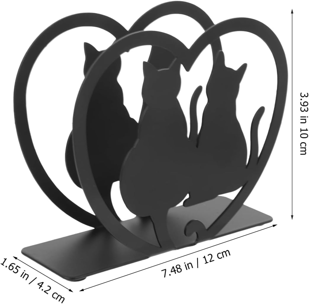 Hemoton Cat Napkin Holder, Black Metal Tabletop Stand, 4.72 Inch