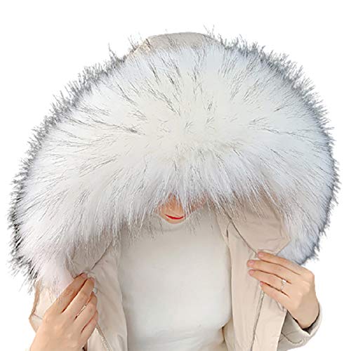 jweemax 75cm Women's Detachable Faux Fur collar, Winter Fur Scarf Shawl Multicolor Scarf
