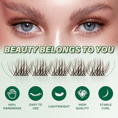 Image of KEYYOU Brown Lash Clusters Soft Wispy D Curl Individual Lashes 8-18mm MIX