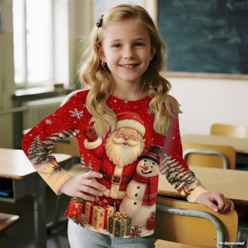 Image of Renewold Boys Girls Tees Kids T-Shirt Long Sleeve Crewneck T Shirts Casual Athletic Tops Clothing for Home School Travel