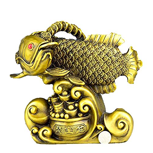 Talisman Feng Shui Arowana en laiton pour harmoniser un bureau et attirer le succès