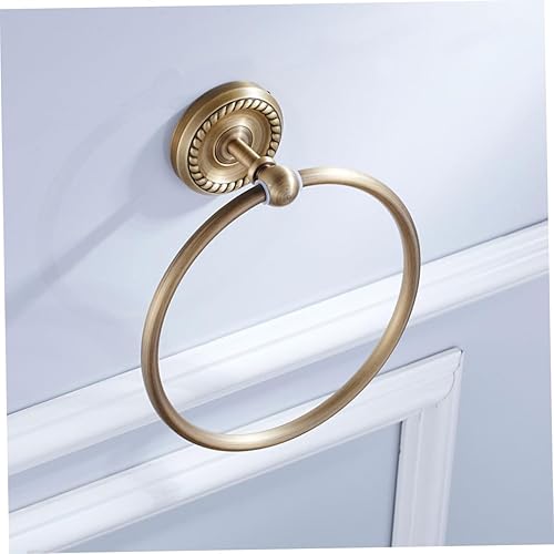 Miniatura 4 de Antique Brushed Brass Towel Ring Hanging Towel Rack Wall Mounted Round Bathroom Accessory for Home Hotel School Bathroom Decor