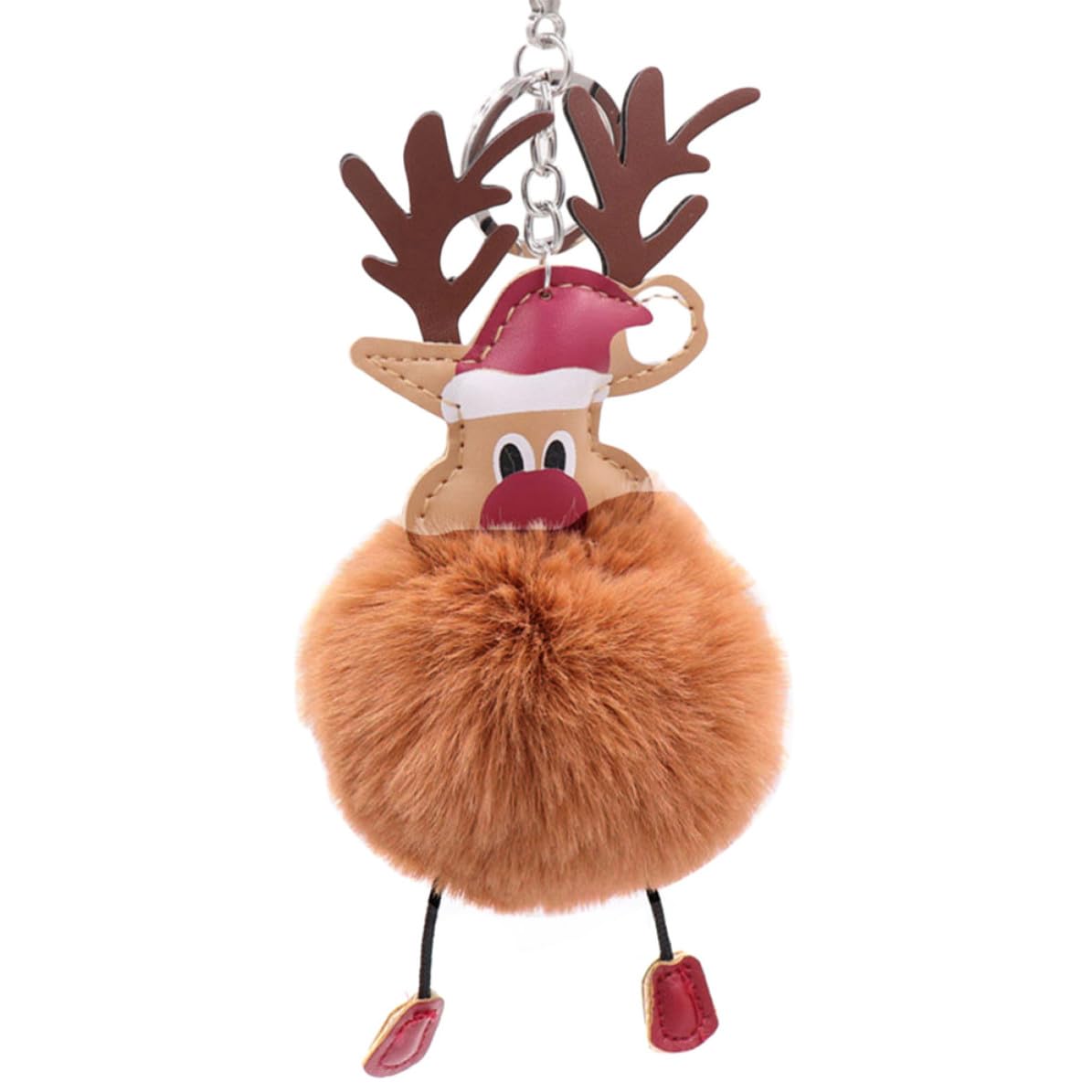 Xmas Cartoon Elk Plush Keychain Coffee Bag Charm for Women