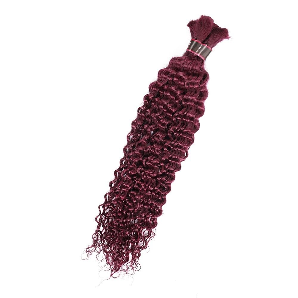 Splatanie włosów 99J Burgundowe włosy ludzkie Brazylijskie głębokie fale Przedłużanie włosów Bez osnowy do zaplatania Kobieta(30inches)